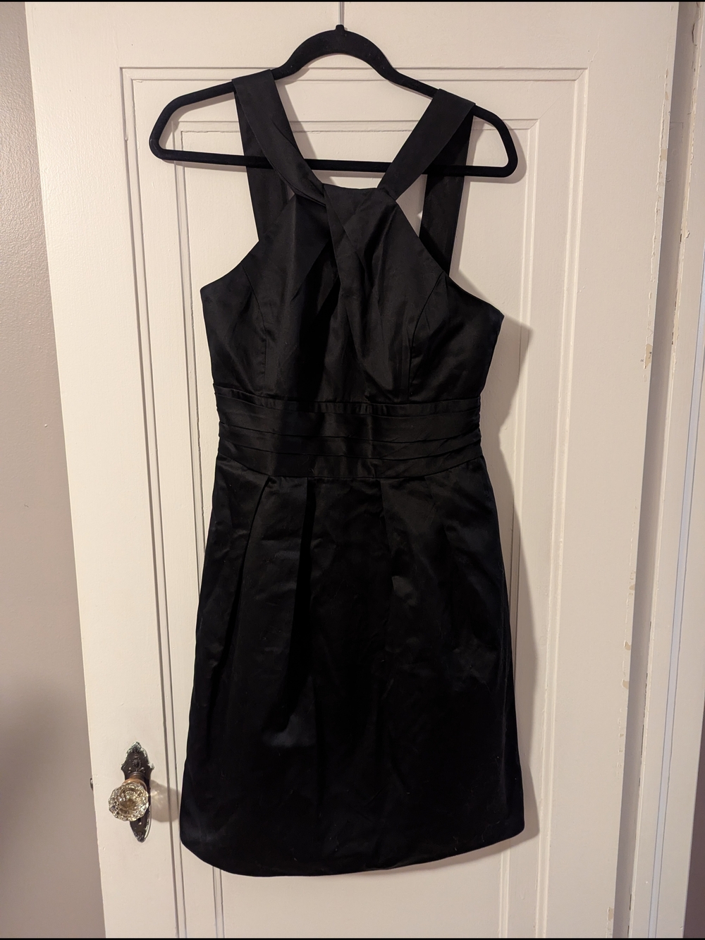 Black Sleeveless Cocktail Dress with Crossback Straps
